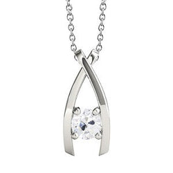 Echt Witgouden Diamanten Hanger Met Tandenset Rond Oude Mijnwerker V-Vorm 1 Karaat
