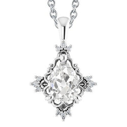 Witgoud Echt Natuurlijk uit de aarde gewonnen Diamanten Hanger Peer Oude Mijnwerker 3.50 Karaat Prong Gezet