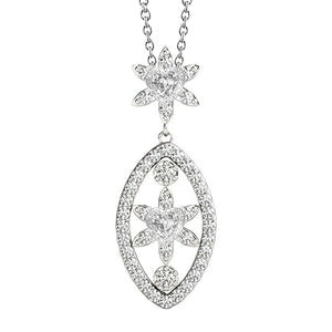 Echt Witgouden Diamanten Hanger met Ketting Rond & Hart Old Mine 4 Karaat