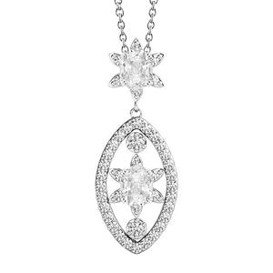 Echt Witgouden Diamanten Hanger met Ketting Rond en Ovaal Old Mine 4 Karaat