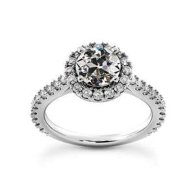 Echt Dames Halo Old Cut Diamond Ring met accenten 5 Karaat goud