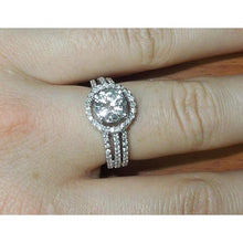 Afbeelding in Gallery-weergave laden, Echt Diamant Halo Drie Rijen Verlovingsring 3.50 Karaat Witgoud 14K
