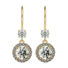 Afbeelding in Gallery-weergave laden, Echt Diamant Halo Drop Dangle Oorbellen Leverbacks 4.80 Karaat Geel Goud 14K
