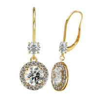 Afbeelding in Gallery-weergave laden, Echt Diamant Halo Drop Dangle Oorbellen Leverbacks 4.80 Karaat Geel Goud 14K
