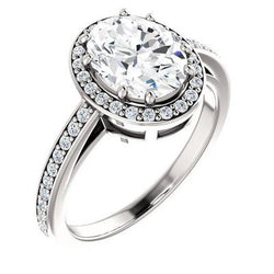 Echt Diamant Halo Ring 3,70 Karaat Ovale Vrouwen Sieraden