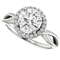 Natuurlijke uit de aarde gewonnen Diamanten Halo Verlovingsring 3.10 Karaat met Gedraaide Band Dames Sieraden