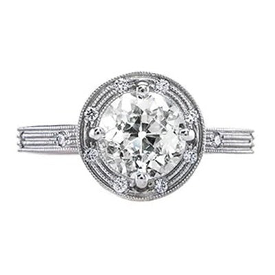 Echt Diamant Halo Vintage Stijl Ring Rond Geslepen Oude Mijnwerker Sieraden 1,50 Karaat