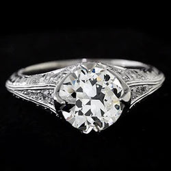 Echte Natuurlijke uit de aarde gewonnen Diamant Old Mine Cut Trouwring Vintage Stijl 2.50 Karaat Filigraan