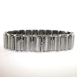 Natuurlijke uit de aarde gewonnen diamant ronde vorm 6 karaat herenarmband 14K Witgoud