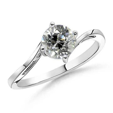 Echt Diamant Solitaire Ring Old Miner Rond Geslepen 1,50 Karaat Spannings Stijl