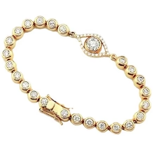 Afbeelding in Gallery-weergave laden, Echt Diamanten Armband 10,75 Karaats Bezel Set Boze Oog Geel Goud 14K
