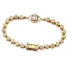 Afbeelding in Gallery-weergave laden, Echt Diamanten Armband 10,75 Karaats Bezel Set Boze Oog Geel Goud 14K
