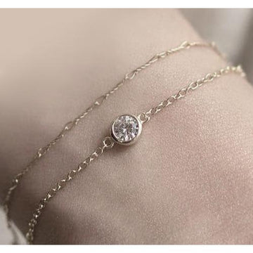 Echt Diamanten Armband Bezel Instelling 1 Karaat Geel Goud Vrouwen Sieraden