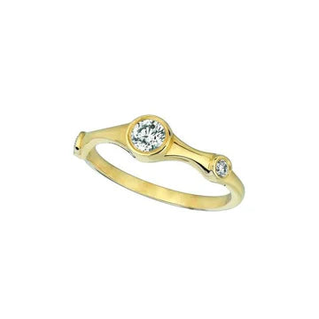 Echt Diamanten Fancy Ring 0,31 Karaat 14K Geel Goud Halve Eeuwigheid Band