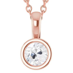 Echt Diamanten Hanger Rose Gold Bezel Old Cut 2,50 Karaat Schuifketting