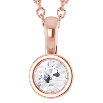 Echt Diamanten Hanger Rose Gold Bezel Old Cut 2,50 Karaat Schuifketting