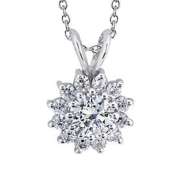 Echt Diamanten Hanger Star Burst-Ketting 2,20 Karaat Witgoud 14K