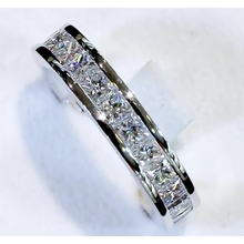 Afbeelding in Gallery-weergave laden, Echt Diamanten Jubileumband 4,60 Karaat Prinses Geslepen Wit Goud 14K
