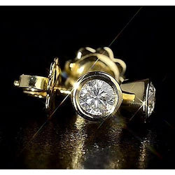 Echt Diamanten Oorknopjes Geel Goud 14K Rond G VS1 1,50 Karaat