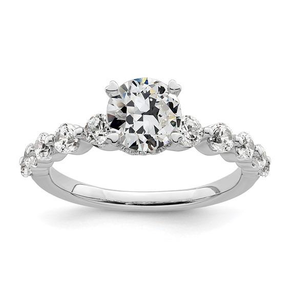 Echt Diamanten Oude Europese Jubileumring Met Accenten Prong Set 3 Karaat
