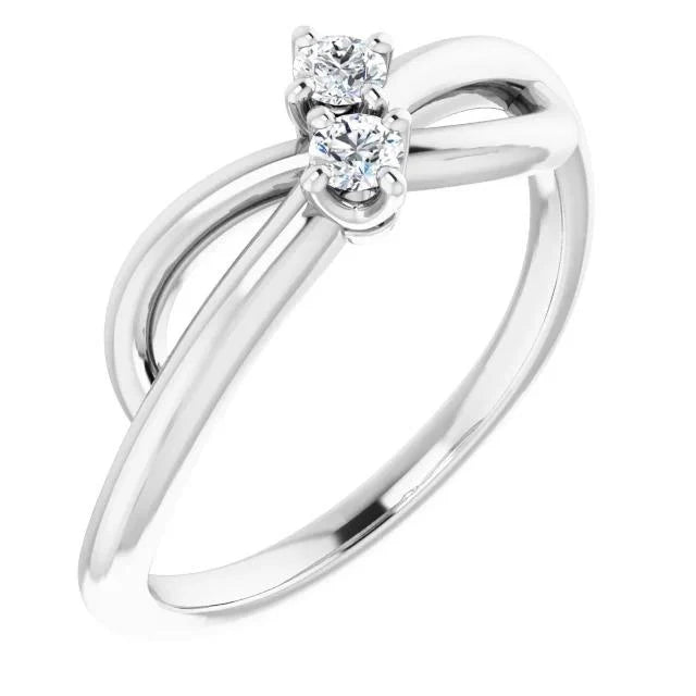 Echt Diamanten Ring 1 Karaat U-tanden Instelling Infinity Twist Sieraden Nieuw