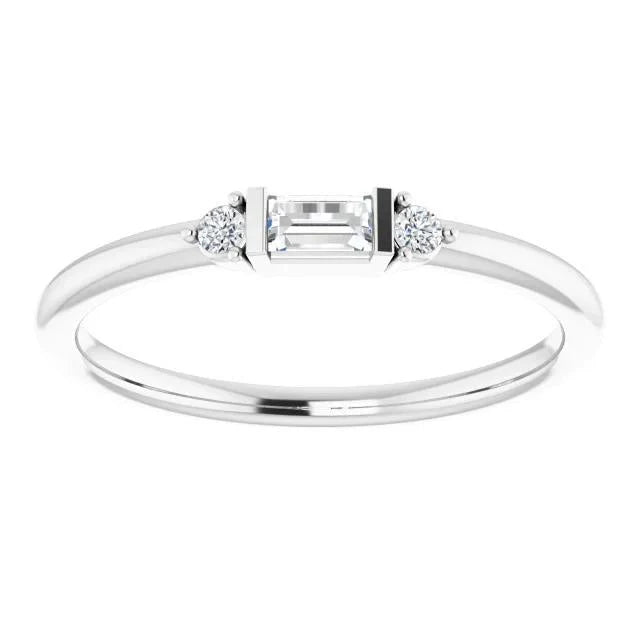 Echt Diamanten Ring Met Drie Stenen 0,70 Karaat Witgoud 14K
