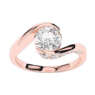 Echt Diamanten Ring Rosé Goud 3,10 Karaat Gedraaide Schacht Damessieraden Nieuw