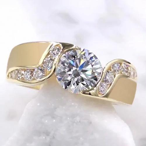 Echt Diamanten Sieraden 2 Karaat Spanning Stijl Instelling Verlovingsring Goud