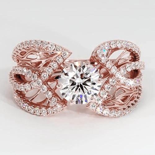Echt Diamanten Sieradenring 3 Karaat Roségoud 14K Filigraan