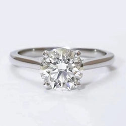 Echt Diamanten Solitaire Ring 2 Karaats Kasse Rond Geslepen Wit Goud 14K Sieraden