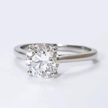 Afbeelding in Gallery-weergave laden, Echt Diamanten Solitaire Ring 2 Karaats Kasse Rond Geslepen Wit Goud 14K Sieraden
