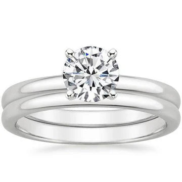 Echt Diamanten Solitaire Ring Band Set 3,01 Karaat 18K Witgoud Comfort Fit