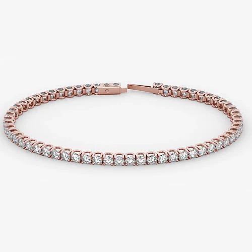 Echt Diamanten Tennisarmband 5,90 Karaat Roségouden 14K Sieraden