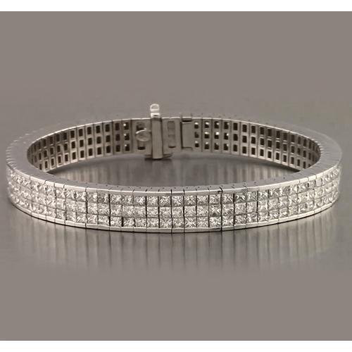 Echt Diamanten Tennisarmband Pavé Set 24,90 Karaat Wit Goud 14K