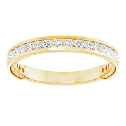 Echt Diamanten Trouwring 0.60 Karaat Bar Instelling Geel Gouden Sieraden