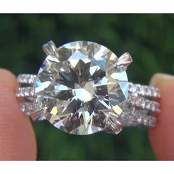 Echte Diamanten Verlovingsring 4.40 Karaat Gespleten Schacht Klauwzetting Sieraden