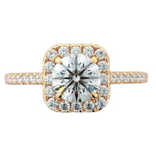 Afbeelding in Gallery-weergave laden, Echt Diamanten Verlovingsring Halo 2,25 Karaat Geelgouden Damessieraden
