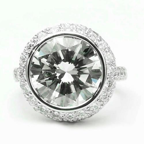 Echt Diamanten Verlovingsring Halo Ring 3,34 Karaat Ronde Diamanten Witgoud 14K Sieraden