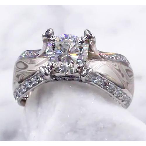 Echt Diamanten Verlovingsring Hout Oog Metaal 3 Karaat