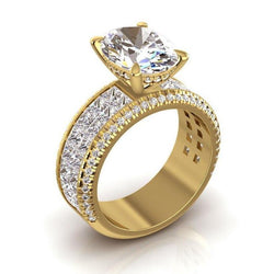 Natuurlijke uit de aarde gewonnen diamanten verlovingsring met ovale middensteen 6.95 karaat Geelgoud 14K