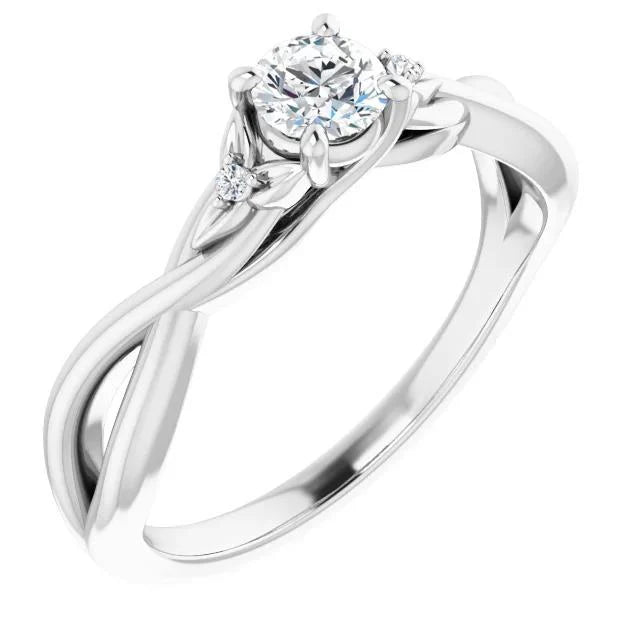 Echt Diamantring Met Gedraaide Schacht 1,40 Karaat Witgoud 14K