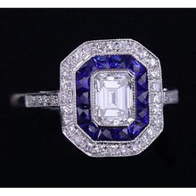 Afbeelding in Gallery-weergave laden, Echt Diamond Antieke Stijl Ring 4.50 Karaat Blauwe Saffieren Dames Sieraden
