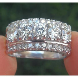 Natuurlijke uit de aarde gewonnen diamanten eternity trouwring 12 karaat witgouden sieraden