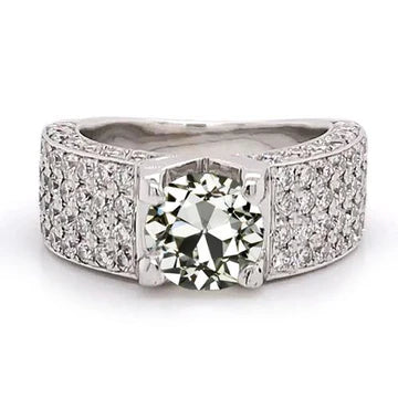 Echt Diamond Old Miner Verlovingsring Multi Row Pave Set Accenten 4 Karaat