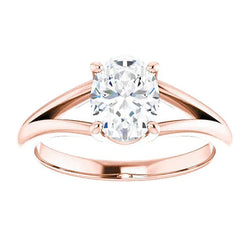 Echt Diamond Solitaire Ring Split Shank 2 Karaats Roségoud