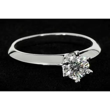 Afbeelding in Gallery-weergave laden, Echt Diamond Solitaire Ronde Belofte Ring 1 Karaat Witgoud 14K
