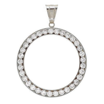 Echt Dollar Diamond Bezel hanger Goud 14K 1 Karaat (munt niet inbegrepen)