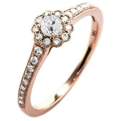 Echt Halo Diamanten Ring Oude Snijbloem Stijl Roségoud Milgrain 2,75 Karaat