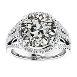 Echt Halo Old Cut Diamond Ring Pave Set Triple Row Accenten 8,75 karaat