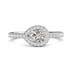 Ronde Echte Natuurlijke uit de aarde gewonnen Diamant & Peer Old Mine Cut Halo Trouwring 4.50 Karaat